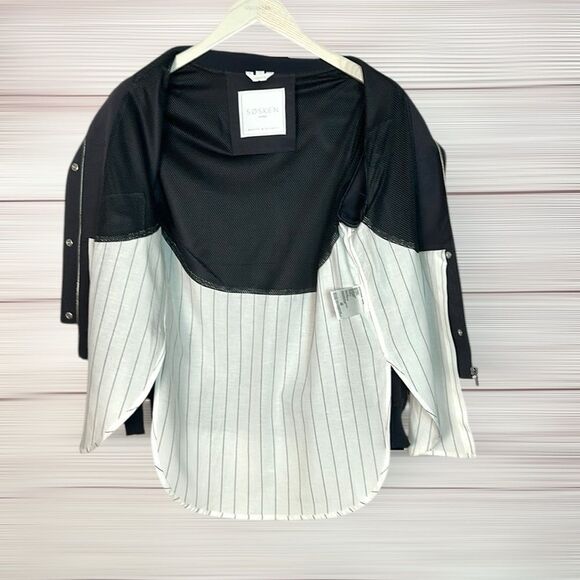 Sosken Charcoal Bomber Layered Combo Jacket & Striped Shirt Cotton Blend size 0 - Picture 12 of 16